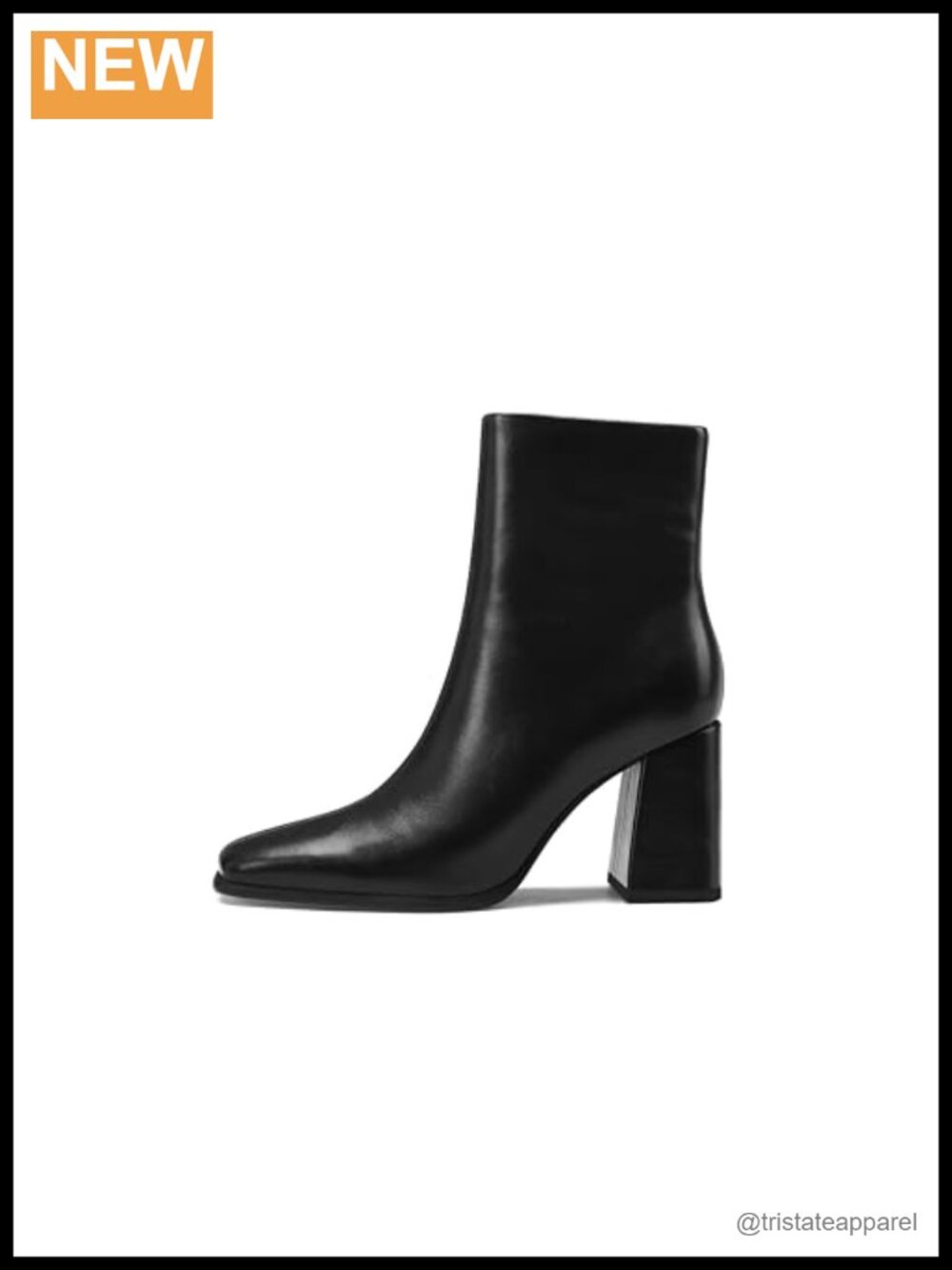 Women's Square Toe Chunky Heel Ankle Boots Side Zipper Faux Leather
